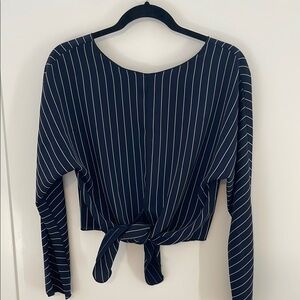Babaton Blue and White Blouse with Elegant Stripes